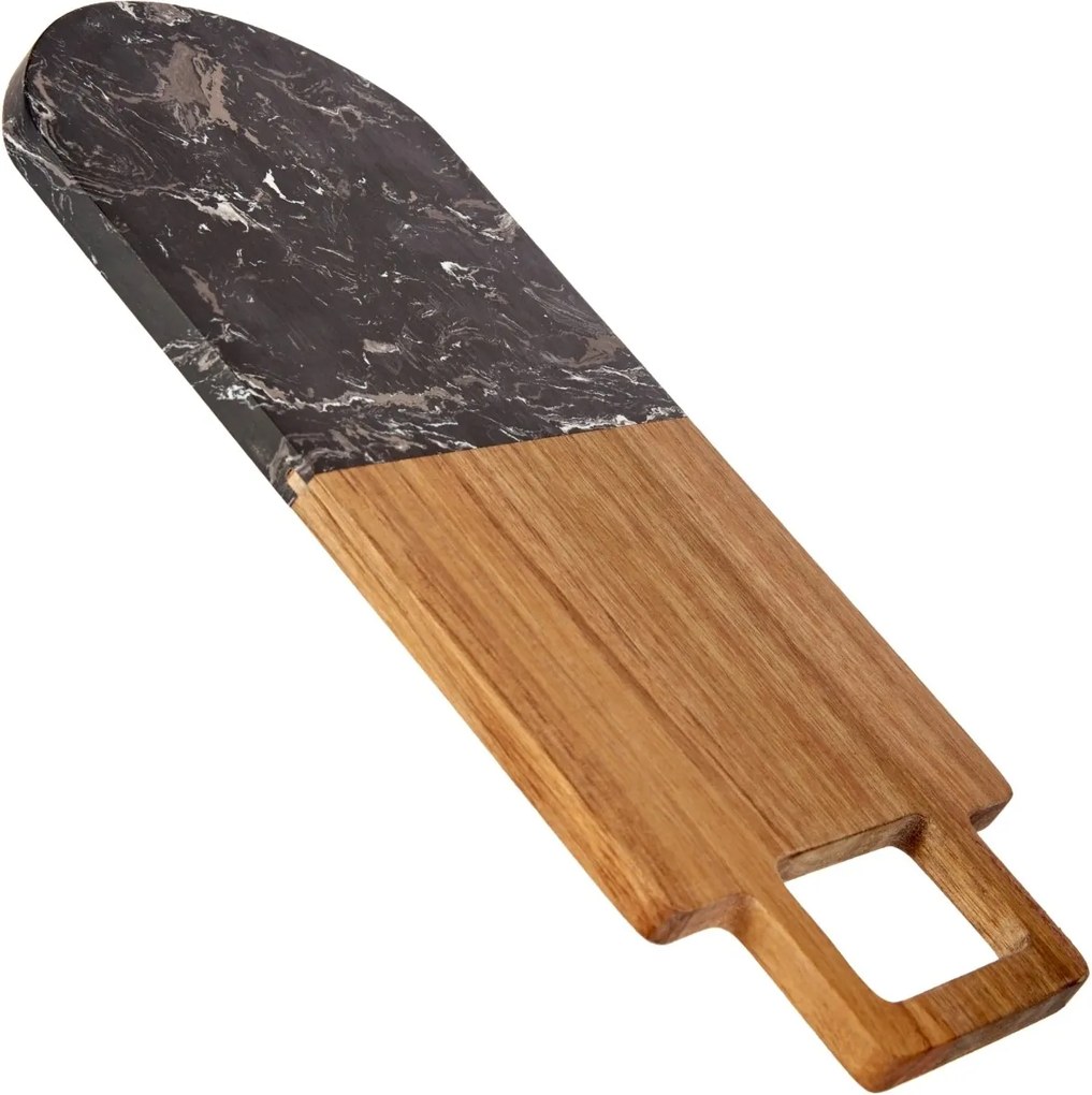 Doska na krájanie s úchytom PREPPY 38x18 cm z masívu/čierny mramor
