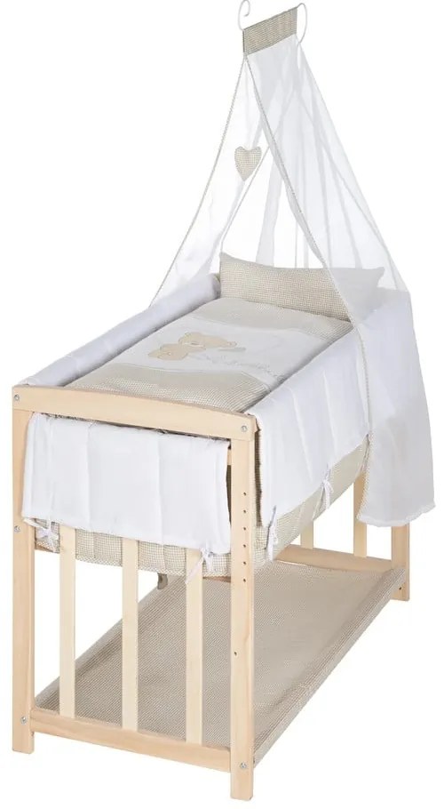 Kolíska v prírodnej farbe s úložným priestorom a baldachýnom 90x45 cm Liebhabär – Roba