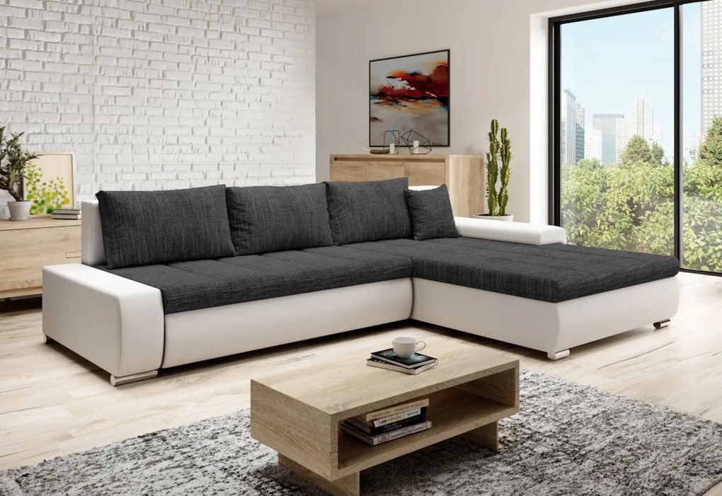 Rohová sedacia súprava TOSCANIA, 297x80x214, berlin 05/hnedá ekokoža, ľavá