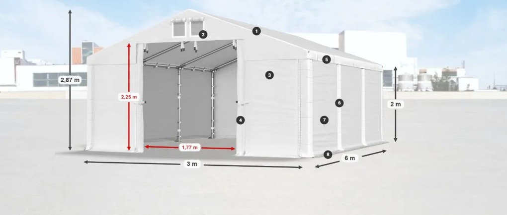 Bestent Skladová hala/ garáž 3x6x2m Comfort PVC 560g