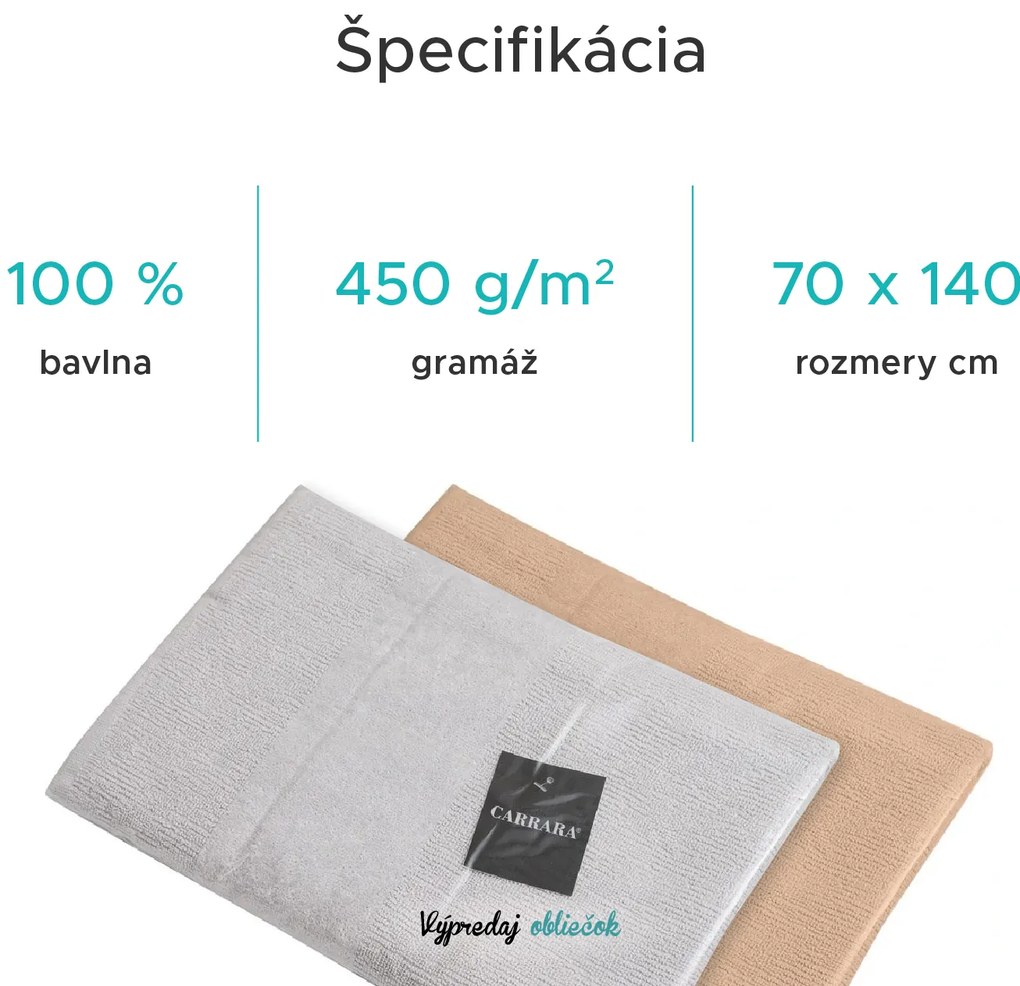 Osuška CARRARA 70x140 cm svetlohnedá, 100% bavlna