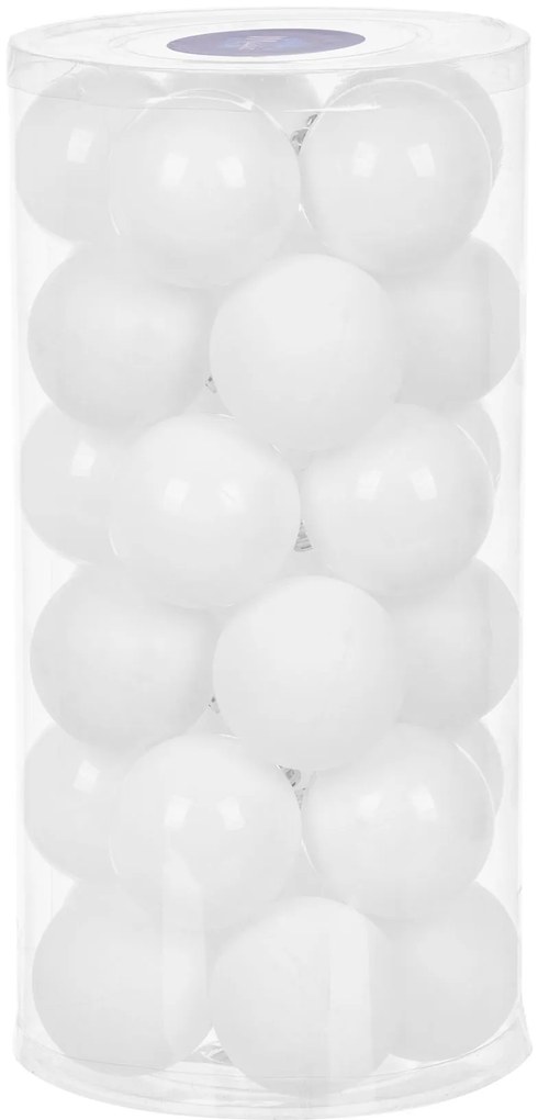 Gule MagicHome Vianoce, 30 ks, biele, lesklé, mix, na vianočný stromček, 6 cm