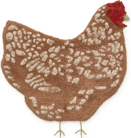 Detský kusový koberec Chicken, 100x110, hnedá, detská izba, Lorena Canals
