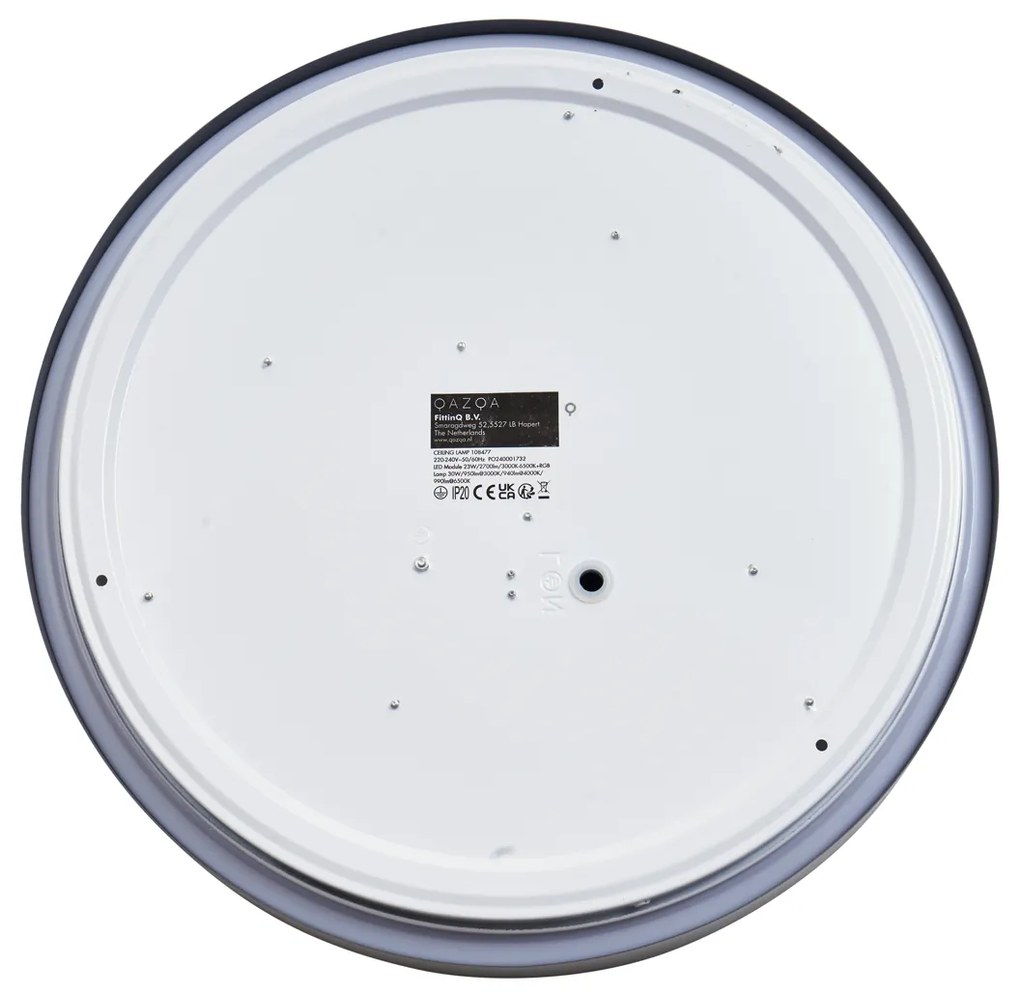 Moderné stropné svietidlo sivé s bielou farbou 38 cm vrátane LED stmievateľné RGB - Kanton