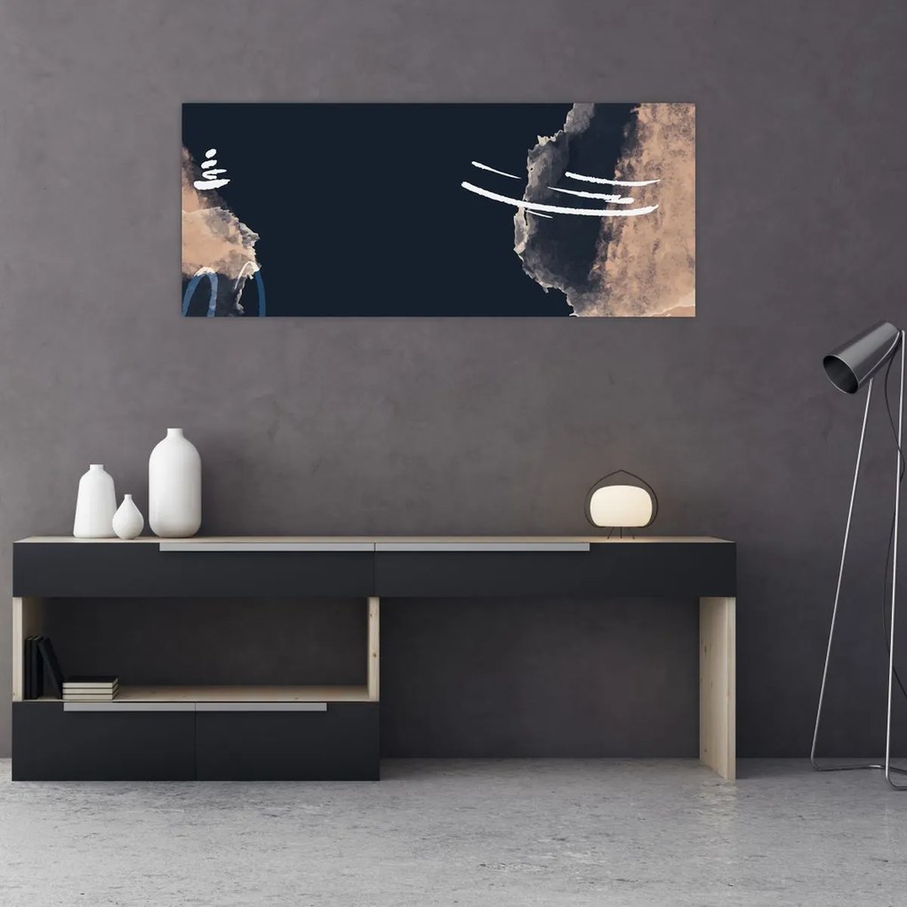 Obraz - Tmavomodrá abstrakcia (120x50 cm)
