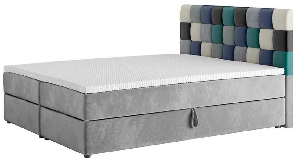 Čalúnená posteľ boxspring LEMON + topper, 180x200, itaka 14/modrá