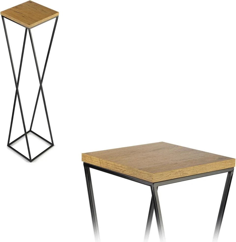 STOJAN NA KVETINÁČ LOFT7 100X24X24 CM ČIERNA/HNEDÁ