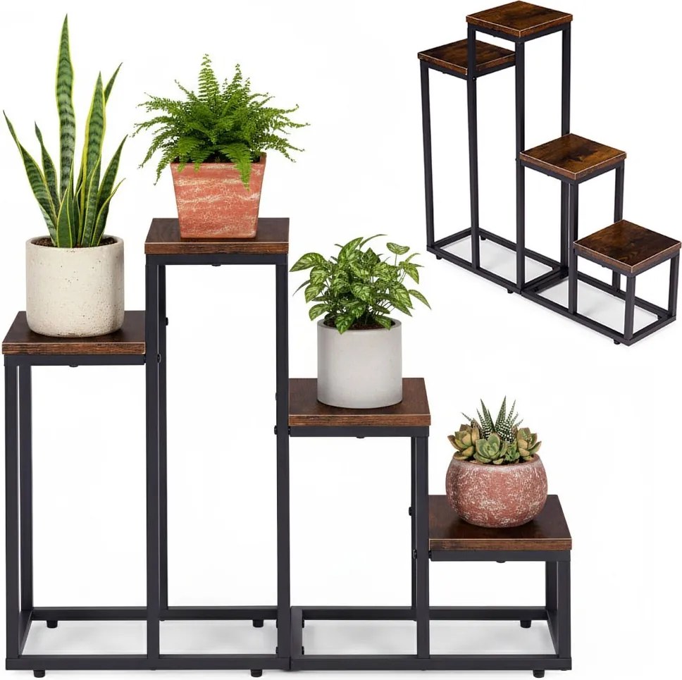 Stojan na kvety EVELIN 67x69 cm hnedý/čierny