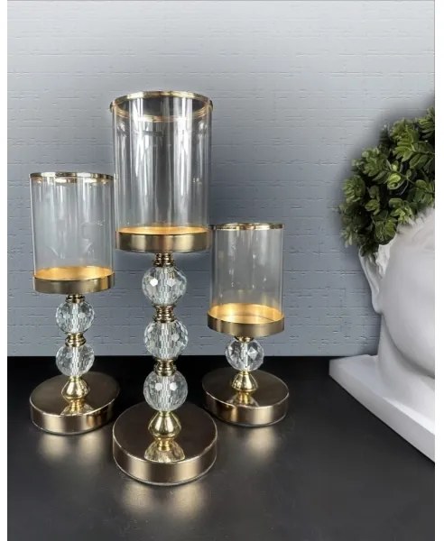 SADA 3x zlatých svietnikov