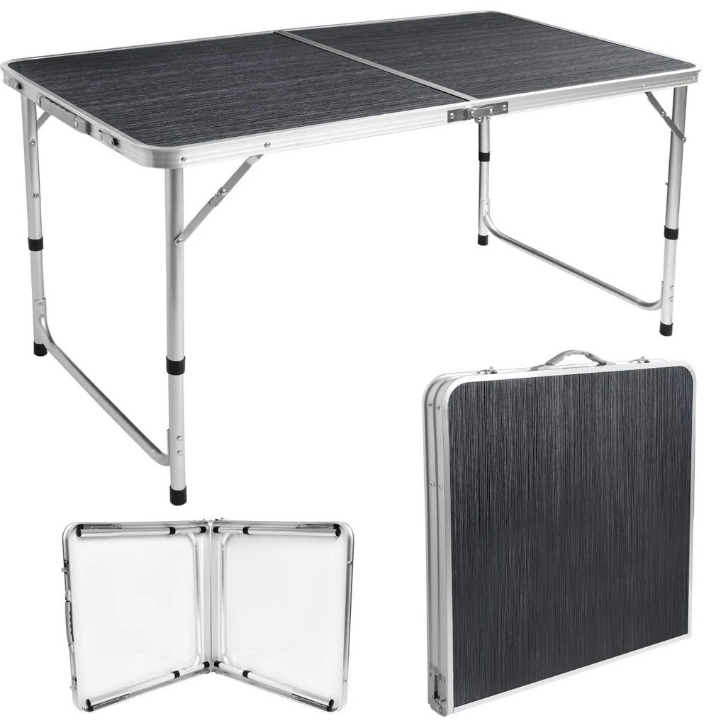 Kempingový rozkladací stôl TRIP 120x60 cm čierny