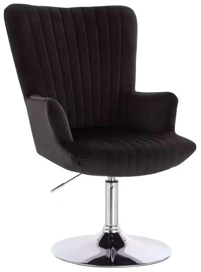 LuxuryForm DESIGN Kreslo AMADEO VELUR na striebornom tanieri - čierne