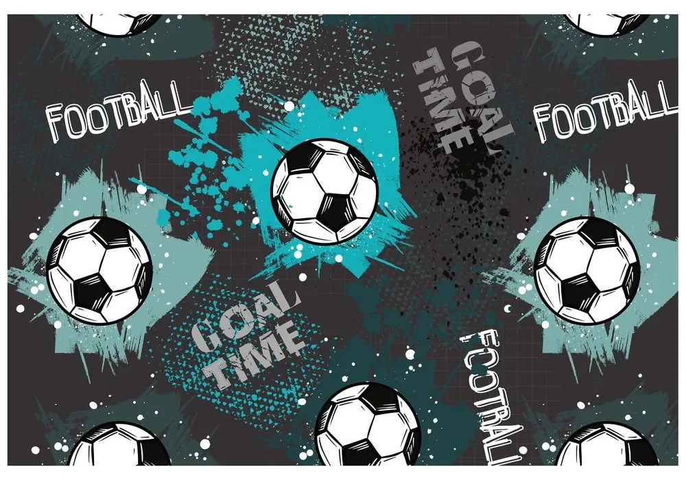 Samolepiaca tapeta futbalová lopta v tyrkysovom