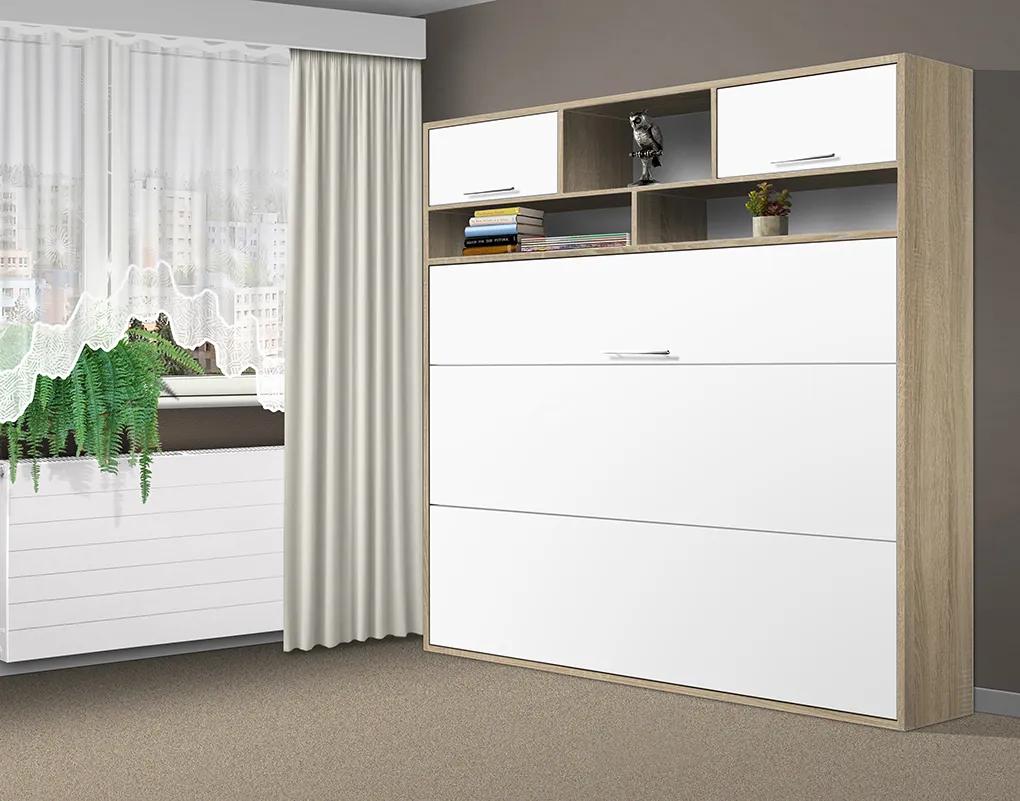 Nabytekmorava Sklápacia posteľ VS1056 MAX, 200x140cm farba lamina: antracit/biele dvere, Varianta dverí: matné