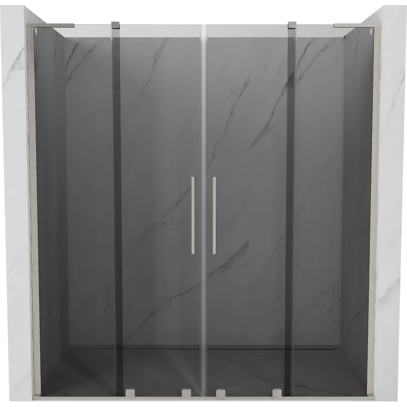 Mexen Velar L Duo, posuvné sprchové dvere do otvoru 180 cm, 8mm šedé sklo, brúsená oceľ, 871-180-003-42-97