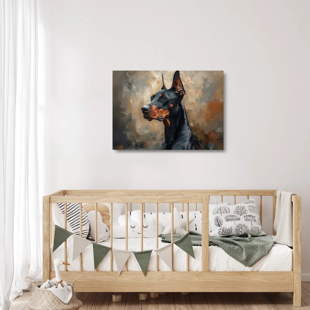 Sklenený obraz - Portrét Dobermana (70x50 cm)