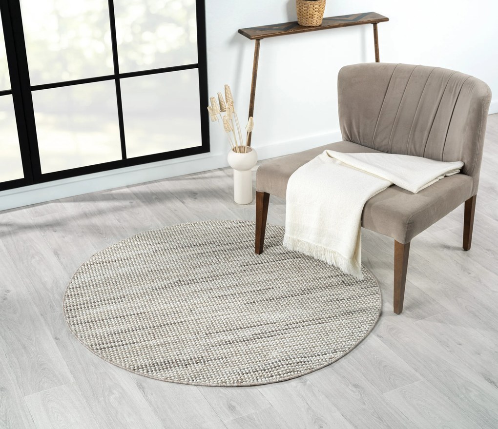 Kusový koberec Ava CA20006 hellgrau kruh, 120x120 (priemer) kruh, šedá, chodba / predsieň, My Flair