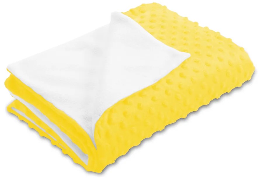 Biante Detská obojstranná deka Minky bodky/Polar MKP-015 Sýto žltá 100x150 cm