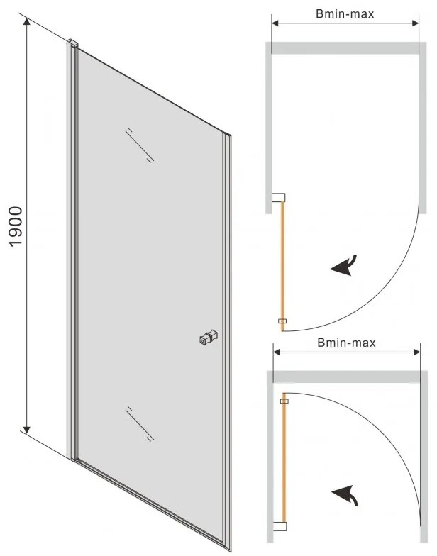 MEXEN PRETORIA sprchové dvere 60x190 cm 6mm, chróm-číre 852-060-000-01-00 - MEXEN