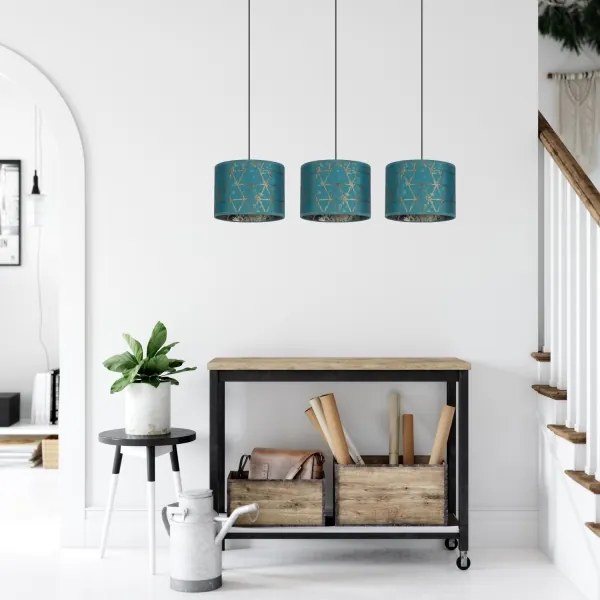 Luster na lanku REZO 3xE27/60W/230V tyrkysová