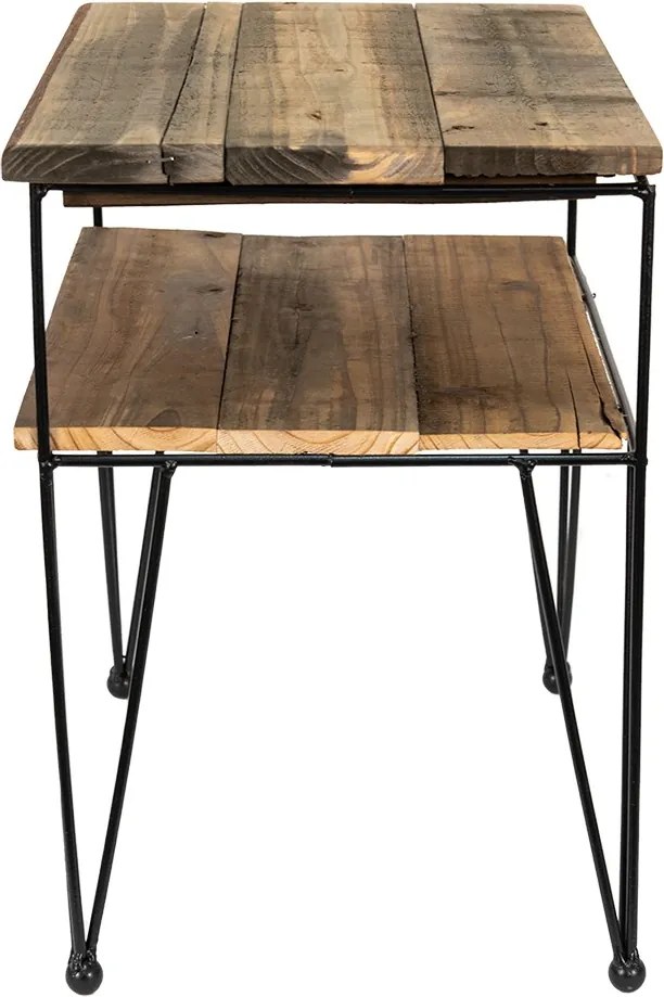 Čierno-hnedý kovový odkladací stolík - 46*36*47 cm