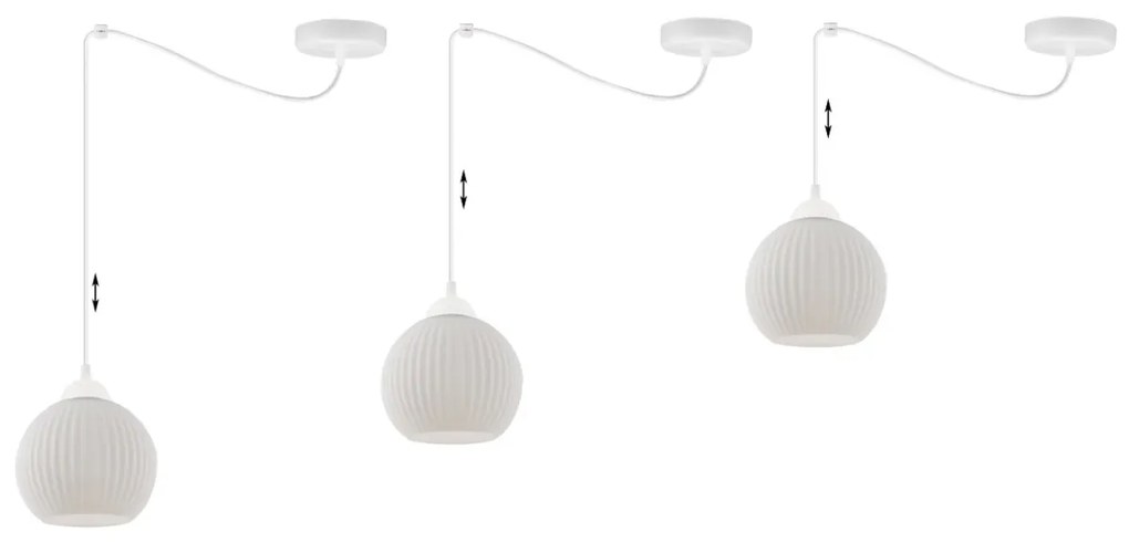 Závesné svietidlo Riffle Round Spider, 1x biele sklenené tienidlo, w