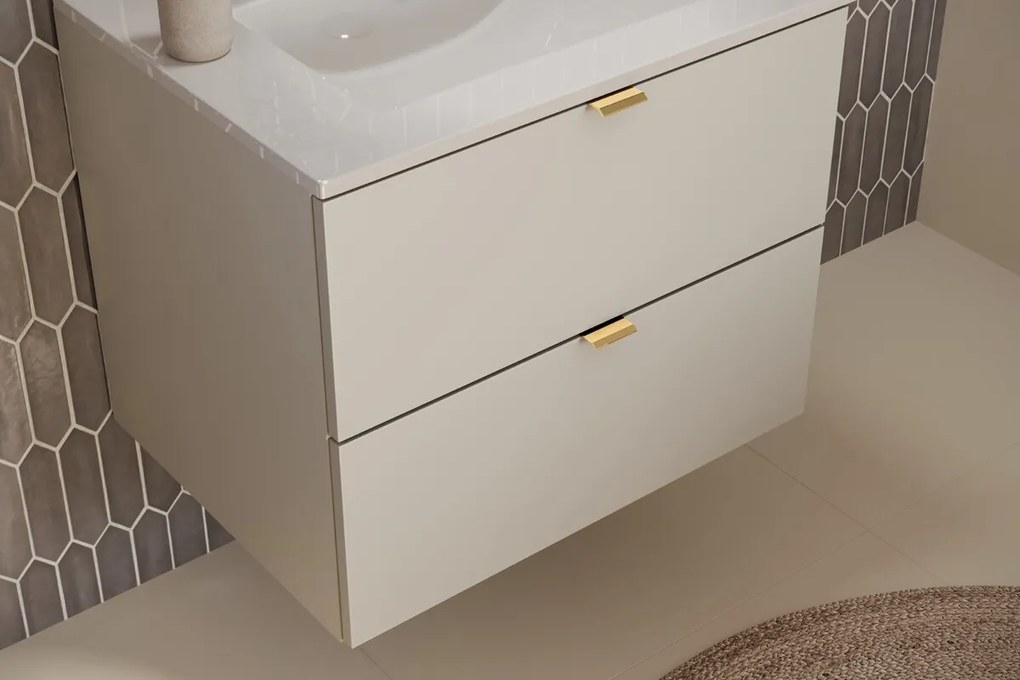 Závěsná skříňka pod umyvadlo Dalia Cashmere Nature s deskou 60 cm kašmírová/dub cremona