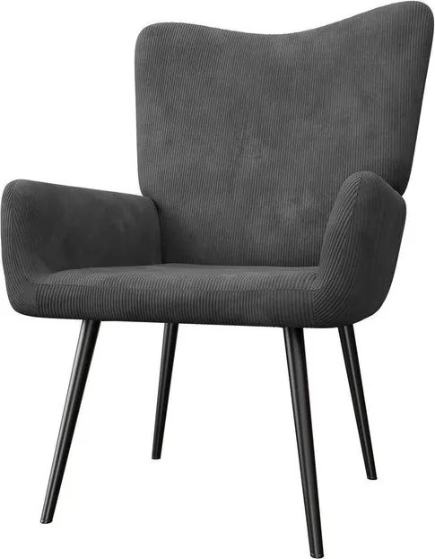 Pohodlné manžetové kreslo z manšestru, sivé