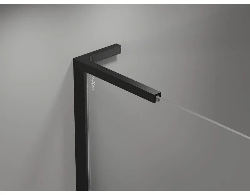 Mexen, Mexen Mist L sklopné pravé sprchové dvere 115 cm, čierny rám - 8A4L-115-000-70-70-P