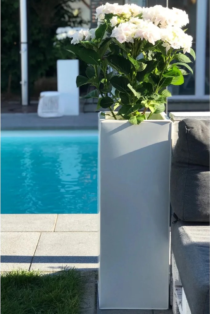 Kvetináč BLOCK, pozink, výška 80 cm, biely, vr. zavlaž. systému