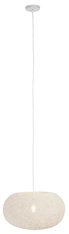 Rustikálne závesné svietidlo biele 50 cm - Corda Flat