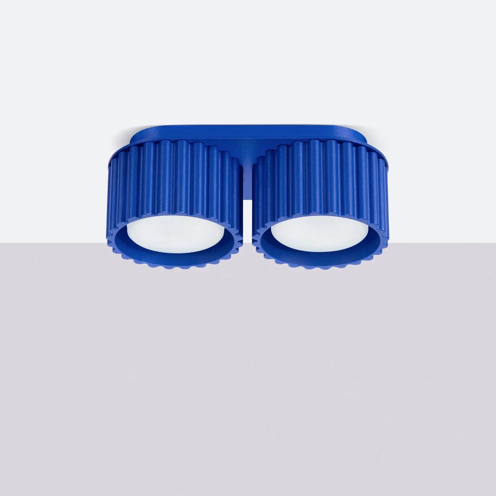 Stropné svietidlo Aura, 2x modré hliníkové tienidlo, (6 cm)