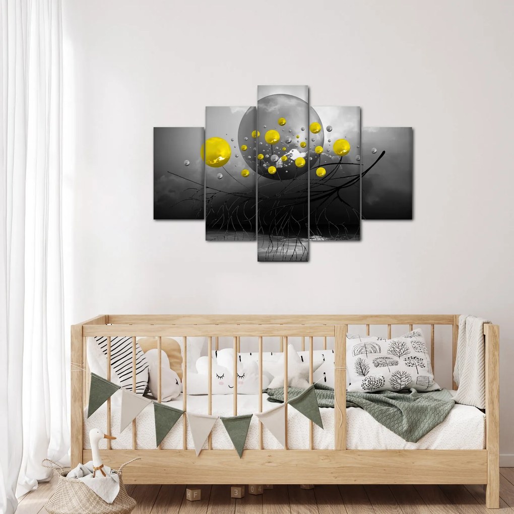 Obraz - žlté abstraktné gule (150x105 cm)