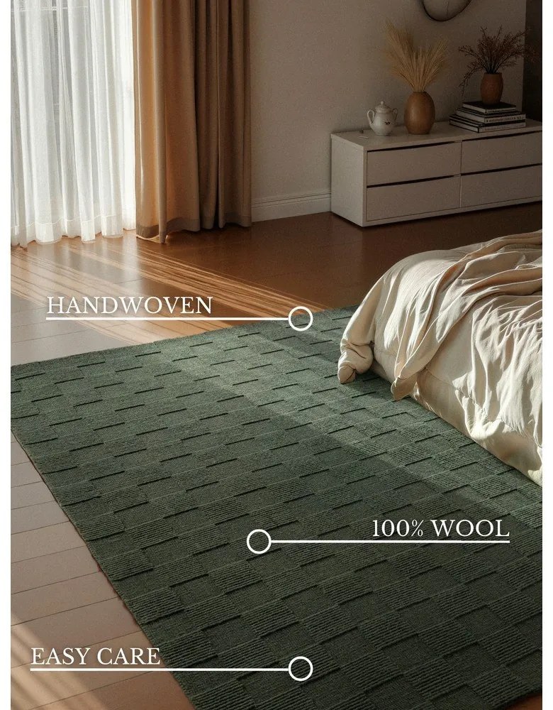 Tmavozelený ručne tkaný vlnený koberec 120x170 cm Scala – Villeroy&Boch