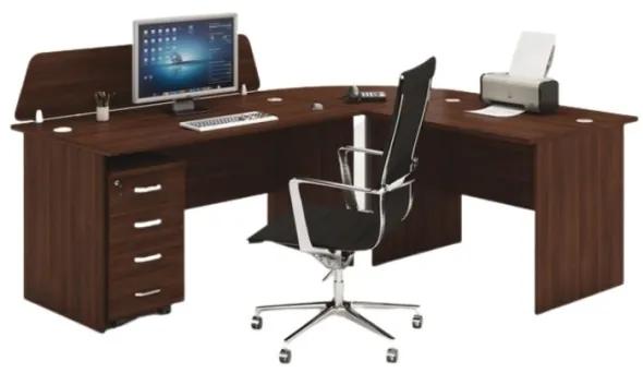 Kancelársky pracovný stôl s kontajnerom MIRELLI A+, typ E, orech