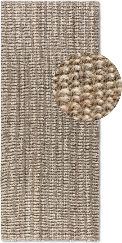 Hanse Home, Koberec behúň Bouclé Jute 105975 Grey Brown, 80x200, hnedá, chodba / predsieň
