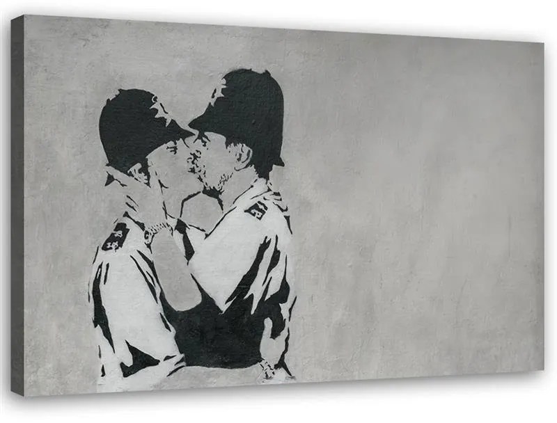 Gario Obraz na plátne Bozkávanie policajtov, Banksy nástenná maľba Rozmery: 100 x 70 cm