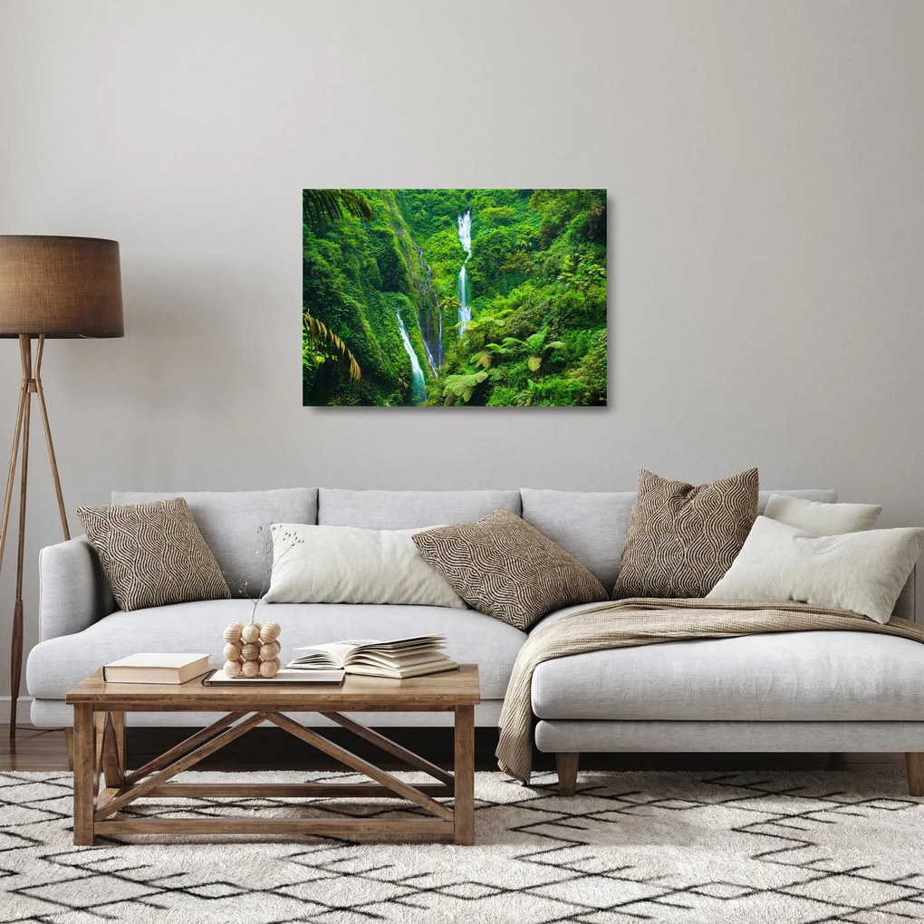 Sklenený obraz - Vodopády Madakaripura, východná Java, Indonézia (70x50 cm)