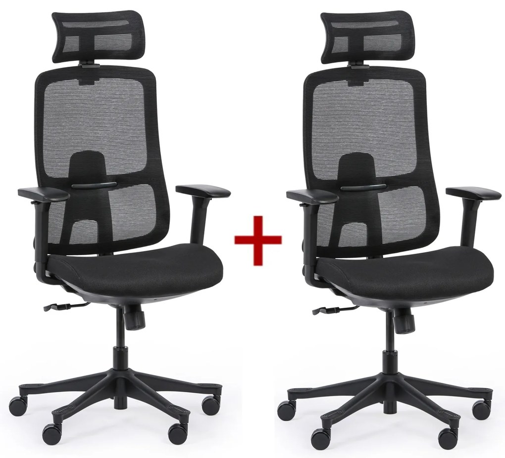 Kancelárska stolička LYNX 1+1 ZADARMO, čierna