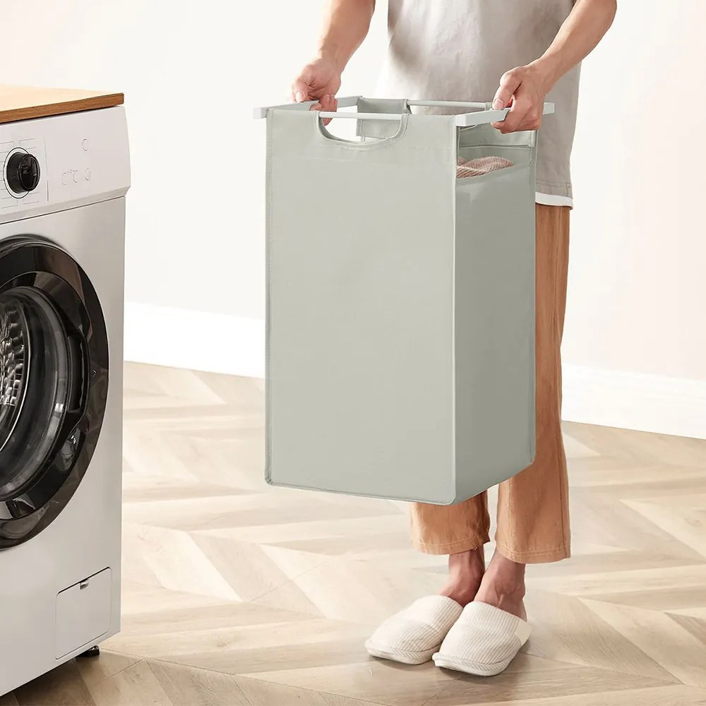 Trojdielny kôš na bielizeň, krémový