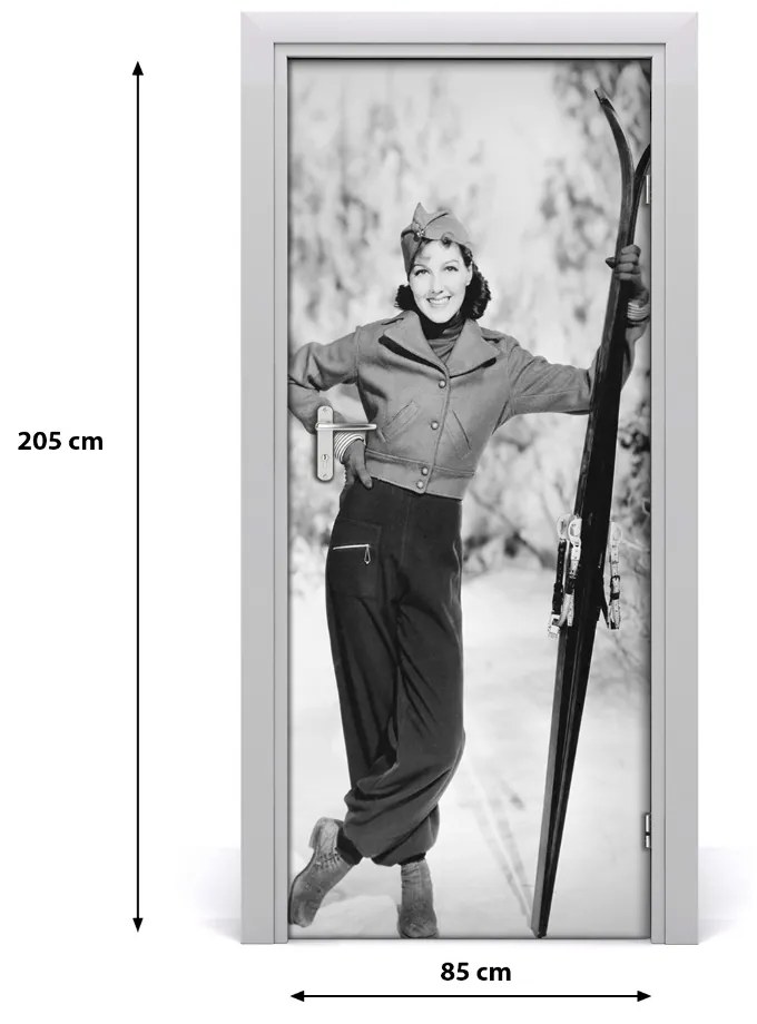 Fototapeta na dvere žena lyže 85x205 cm