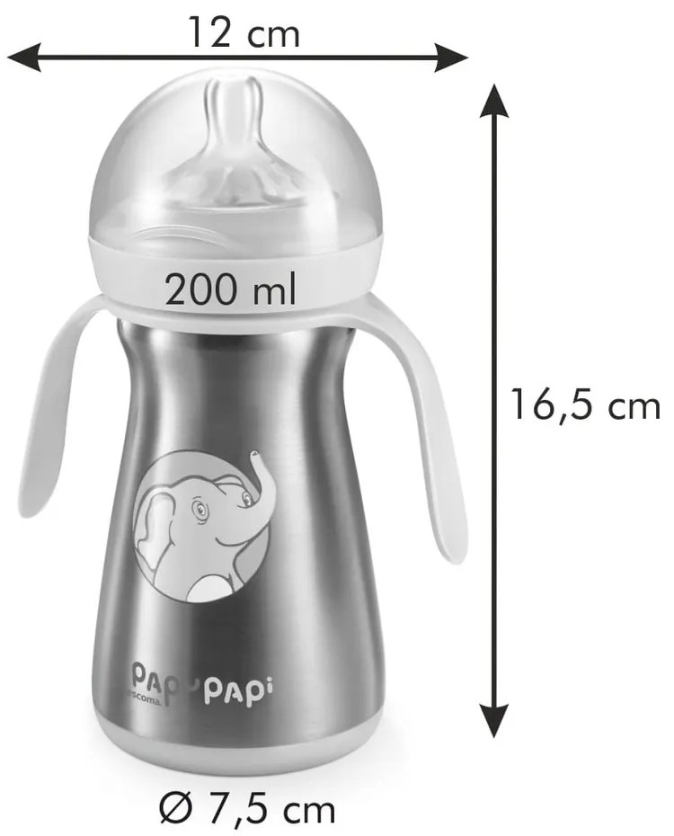 Modrá nerezová detská termofľaša 0.2 l Papu Papi – Tescoma