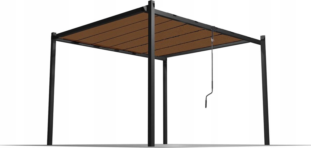 Garden Line ZÁHRADNÁ PERGOLA S POHYBLIVÝMI POLYKARBONÁTOVÝMI LAMELAMI 3 x 3 M HNEDÁ *4016