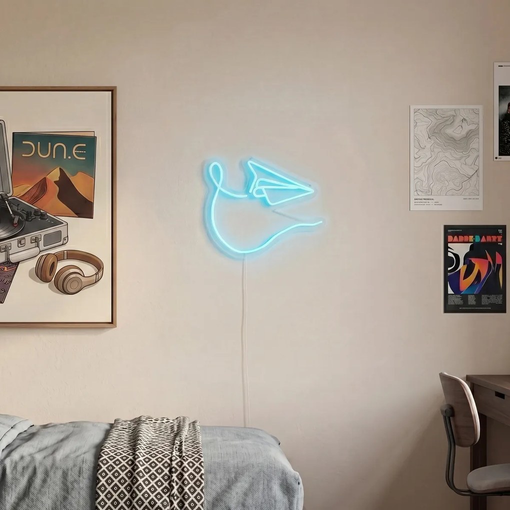 Neónové nástenné svietidlo modré vrátane LED - Paperplane
