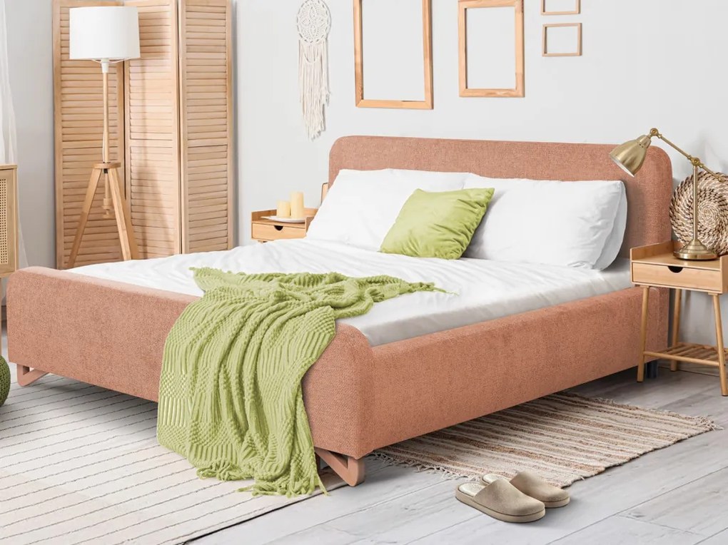 Posteľ Flamingo 180x200 cm, marhuľová štruktúrovaná tkanina