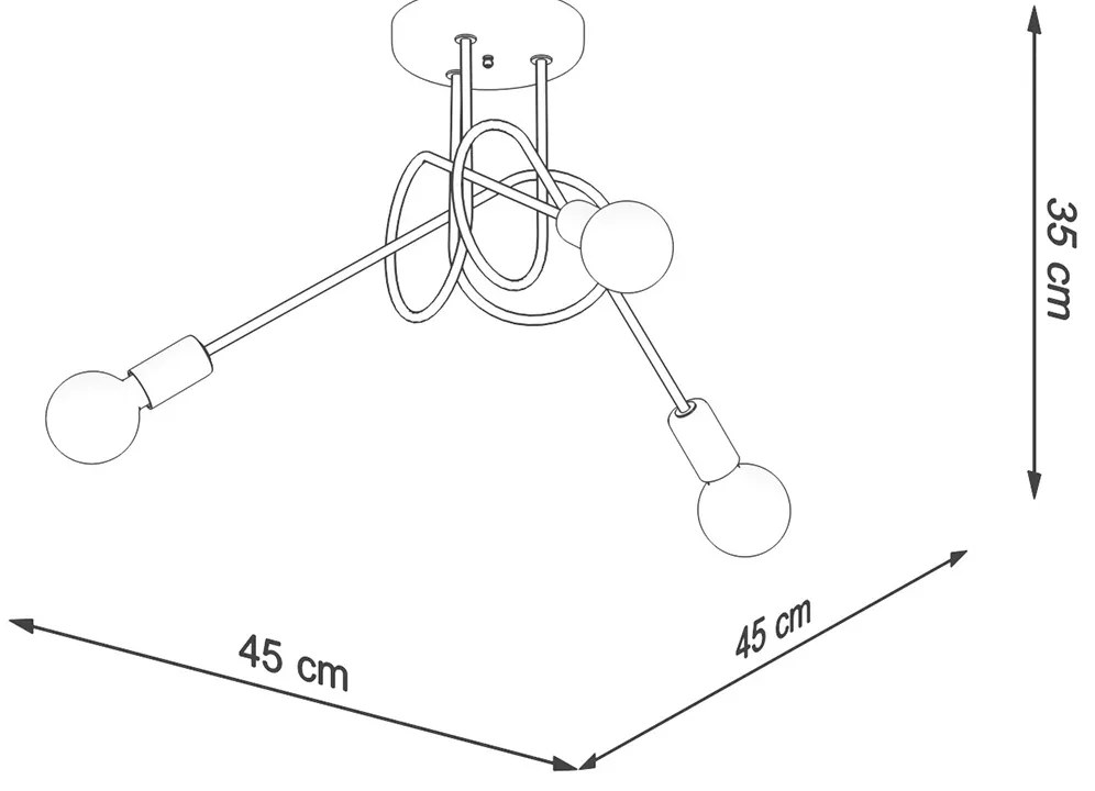 Stropné svietidlo Knot 3, čierne telo svietidla