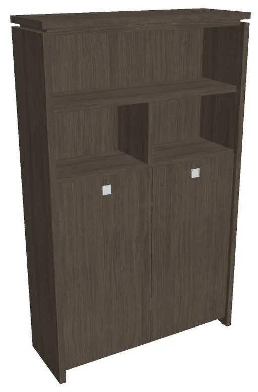 Vysoká šatníková skriňa Verno 128 x 46 x 210 cm, s regálom, dub antracit