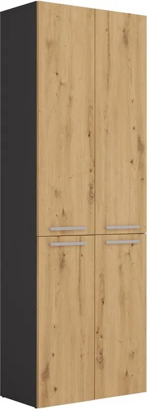 Kúpeľňová skrinka s košom na bielizeň NEL ART I antracit/dub artisan