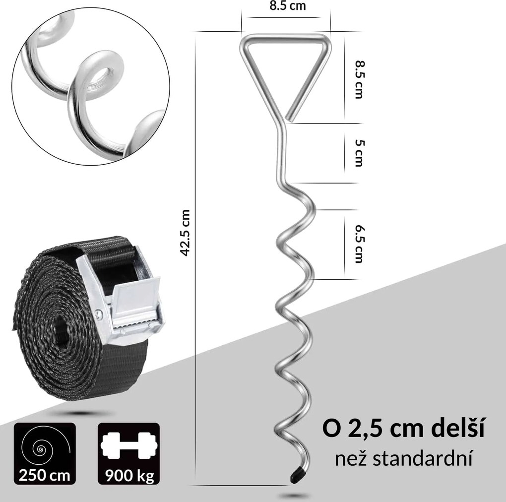 Sada kotiev do zeme, 4ks, 42,5x8,5cm, strieborná Monzana