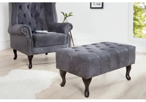 Taburetka 37474 Chesterfield Antik šedá  - Komfort-nábytok