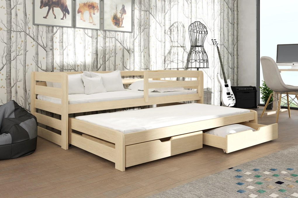 Detská posteľ 80 x 180 cm SIMO (s roštom a úl. priestorom) (borovica). Akcia -20%. Vlastná spoľahlivá doprava až k Vám domov. 1012996